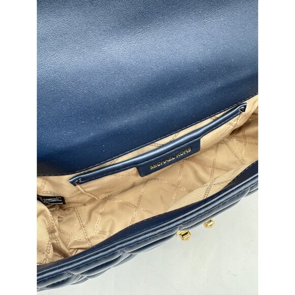 MICHAEL KORS Tribeca quilted leather convertible shoulder crossbody bag -NAVY - Picture 13 of 15